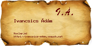 Ivancsics Ádám névjegykártya